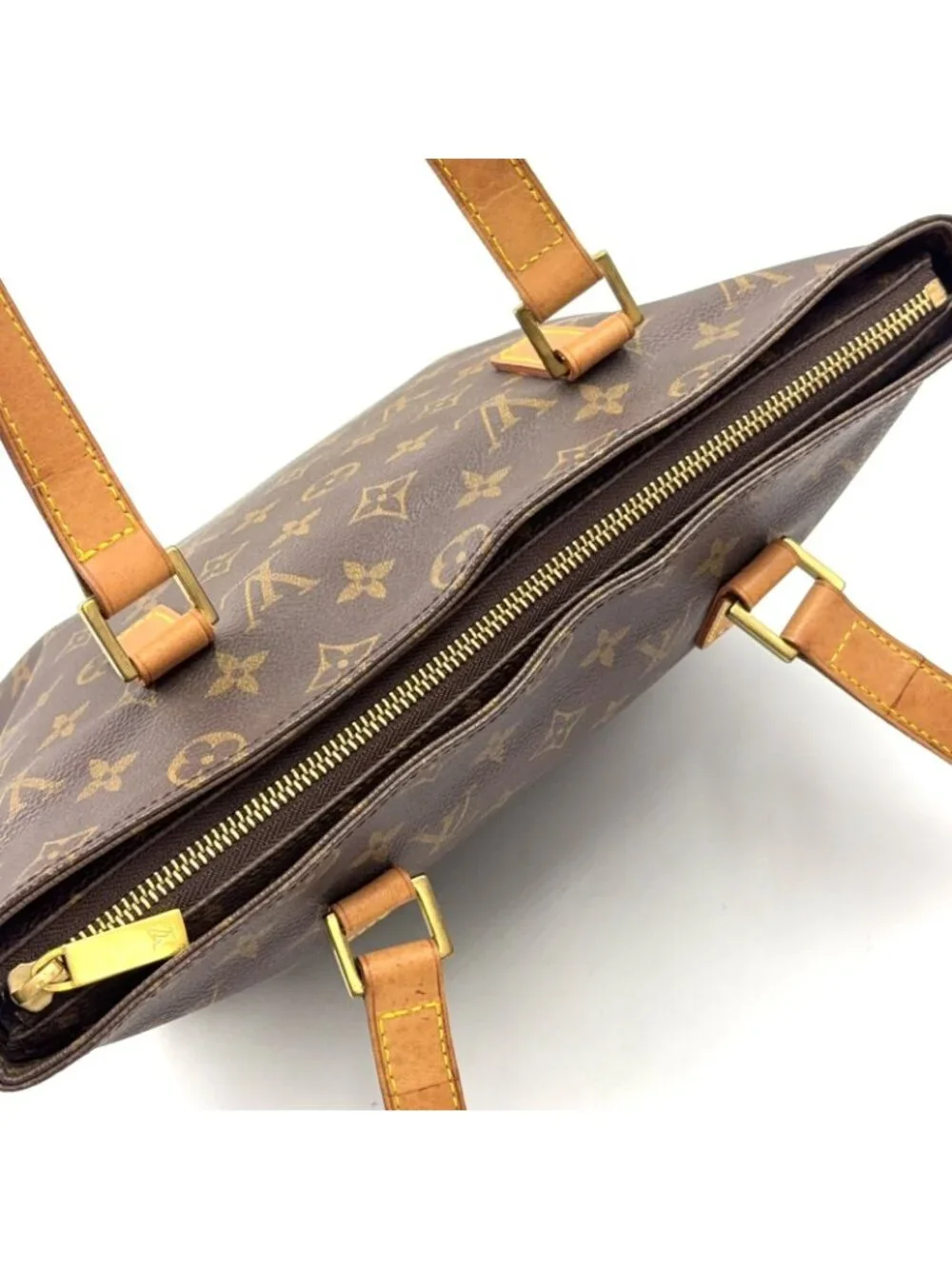 Louis Vuitton Cabas Piano Monogram Leather Brown Light Tote Gold